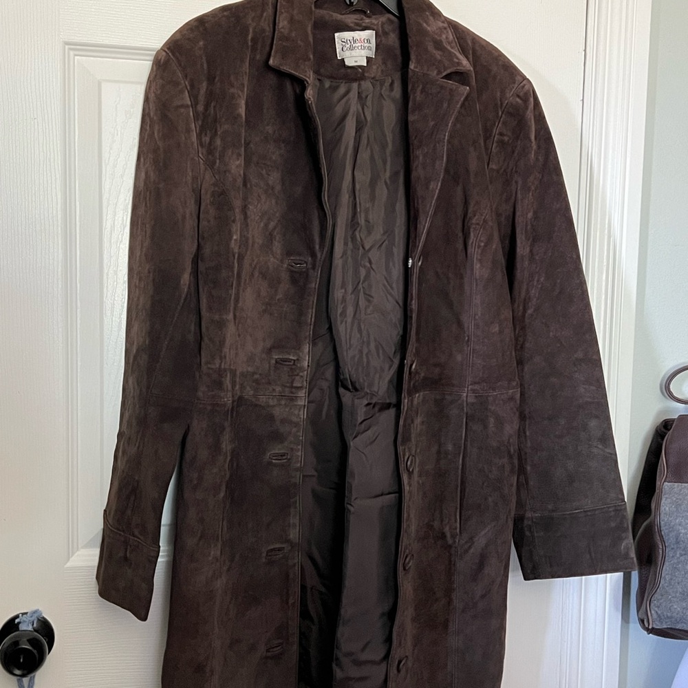 Style & Co. Macy’s brand. Women’s Brown Suede Trench coat. Medium.